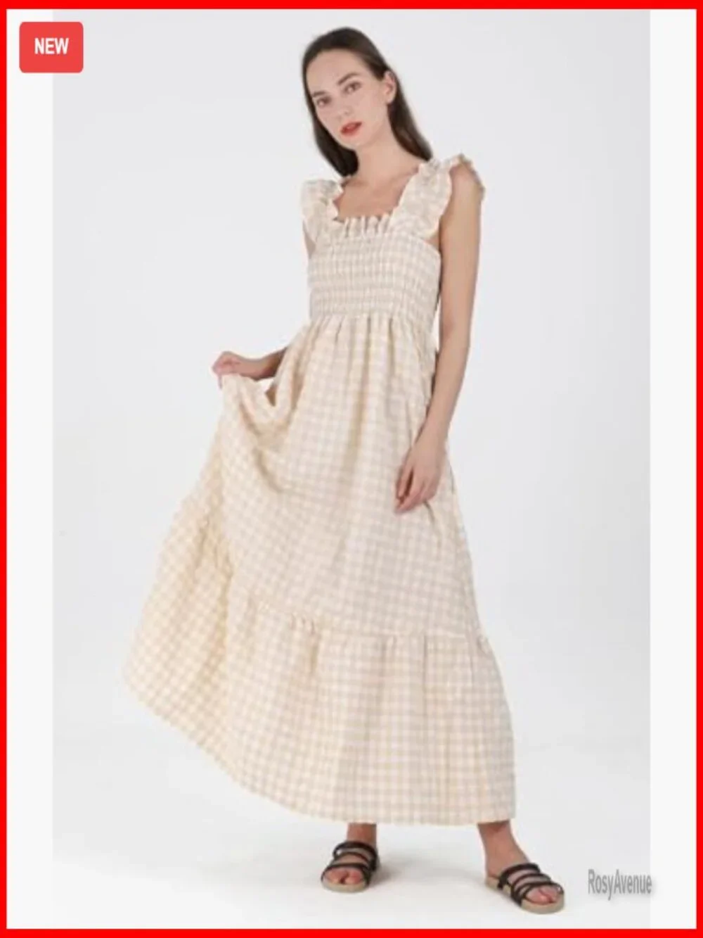 Sleeveless A-Line Maxi Dress with Smocked Bust and Pockets - Picture 2 of 5